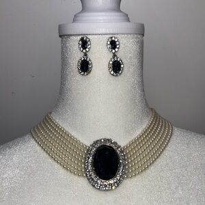 Reproduction of Princess Diana Iconic Sapphire and Pearl Choker with Earrings❤️😥